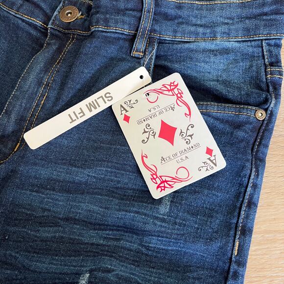 ACE OF DIAMOND Men's Distressed Slim Fit Jeans Size 36X32 In Indigo - Picture 8 of 11